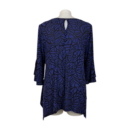 Taking Shape Purple/Black Print Bell Sleeve Tunic Size 20