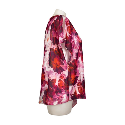Autograph Bold Pink Floral Print Lined Sheer Overlay Size 18