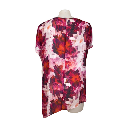 Autograph Bold Pink Floral Print Lined Sheer Overlay Size 18