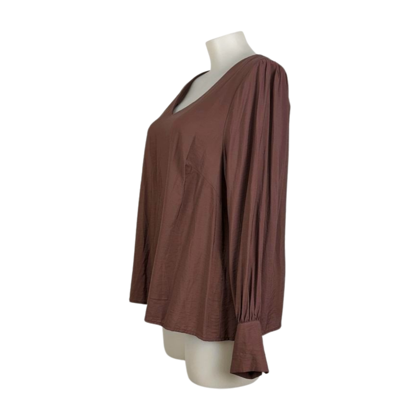Basque Curve Latte Long Sleeve Top Size 20