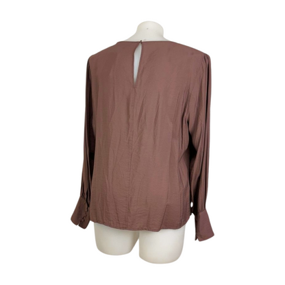 Basque Curve Latte Long Sleeve Top Size 20