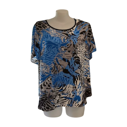 Maggie T Contrast Print Short Sleeve Blouse Size 22