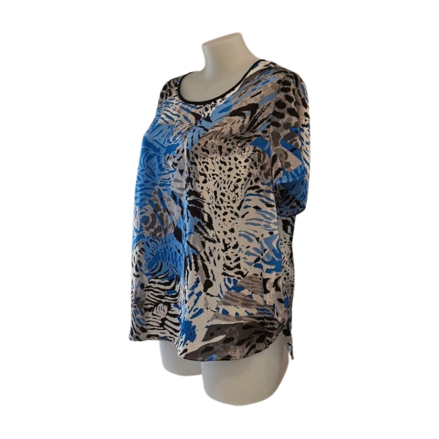 Maggie T Contrast Print Short Sleeve Blouse Size 22