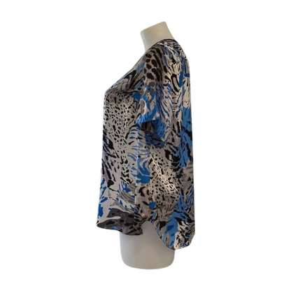 Maggie T Contrast Print Short Sleeve Blouse Size 22