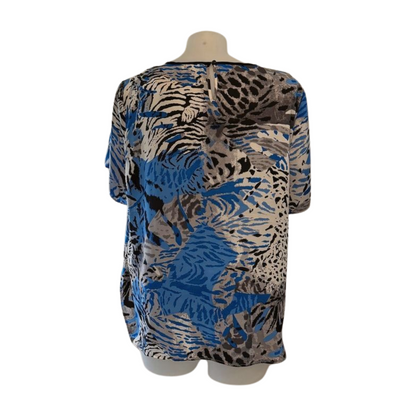 Maggie T Contrast Print Short Sleeve Blouse Size 22