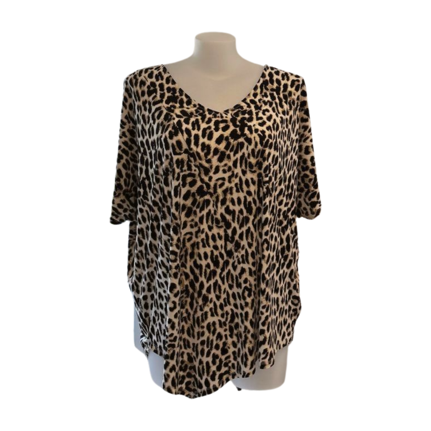 Autograph Leopard Print Stretch Short Sleeve Top Size 16