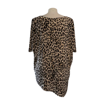 Autograph Leopard Print Stretch Short Sleeve Top Size 16