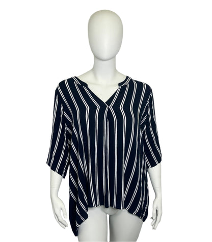 Autograph Blu & White Striped Top - Size 26