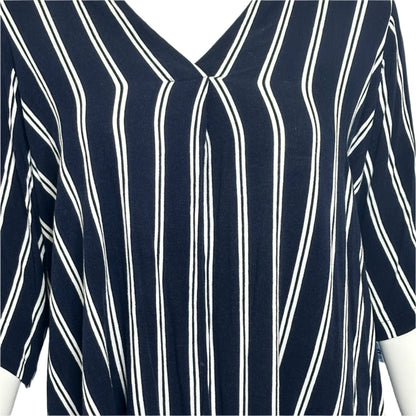 Autograph Blu & White Striped Top - Size 26