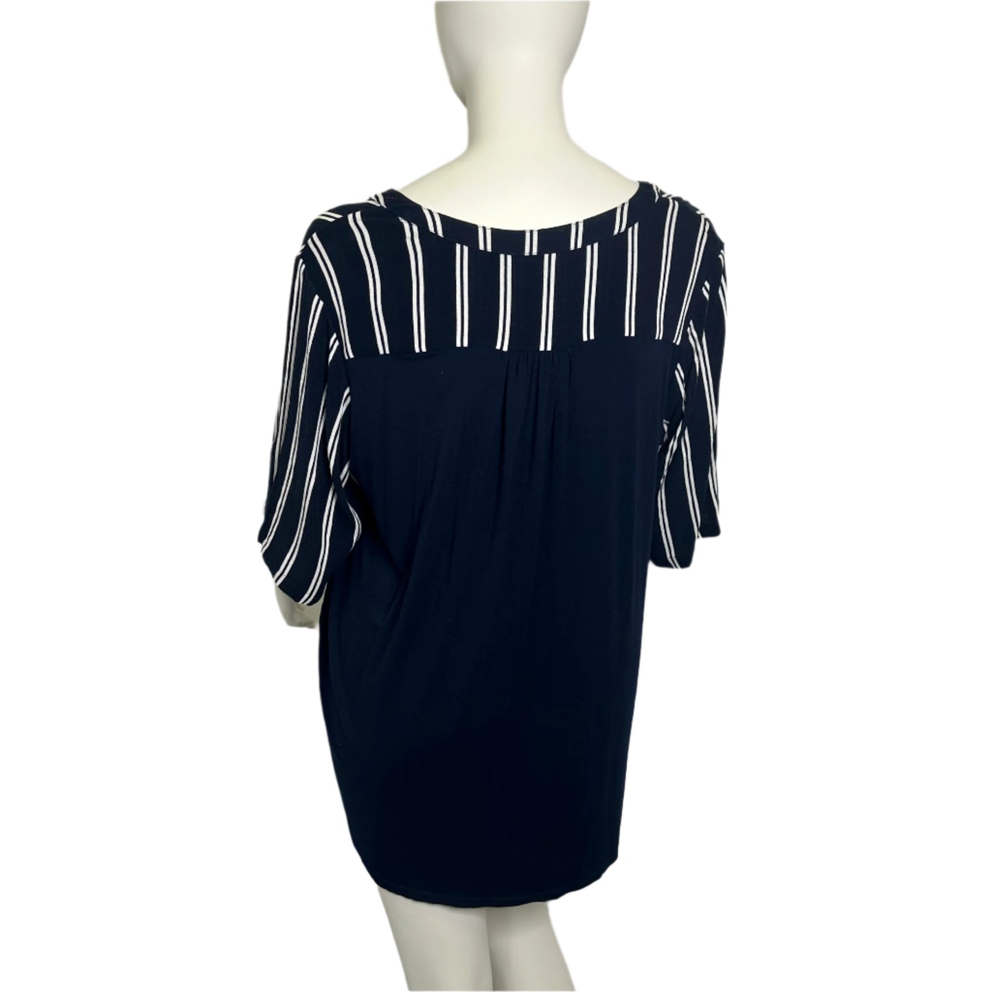 Autograph Blu & White Striped Top - Size 26