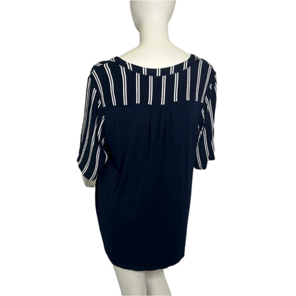 Autograph Blu & White Striped Top - Size 26