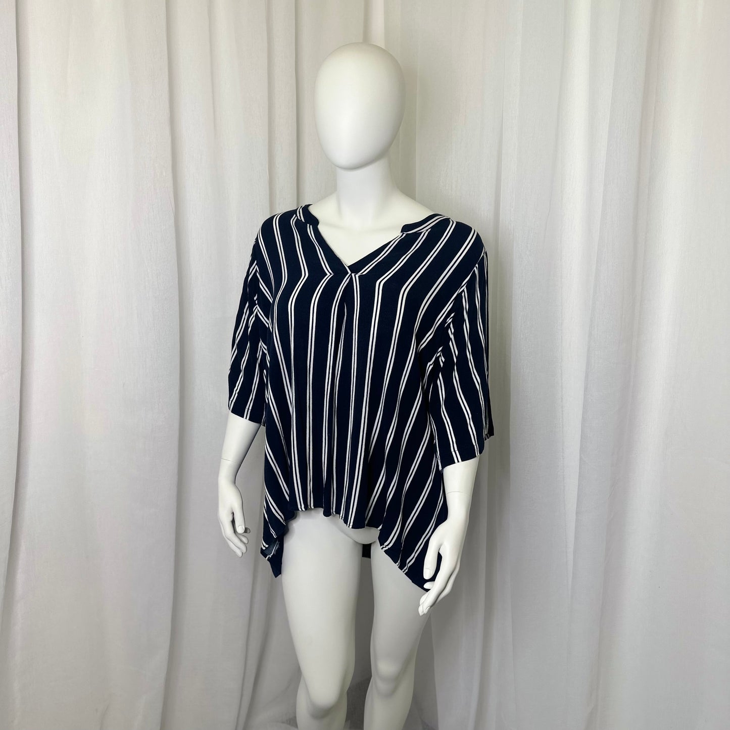 Autograph Blu & White Striped Top - Size 26