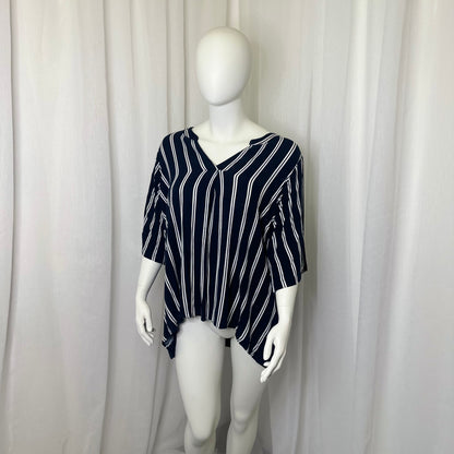 Autograph Blu & White Striped Top - Size 26