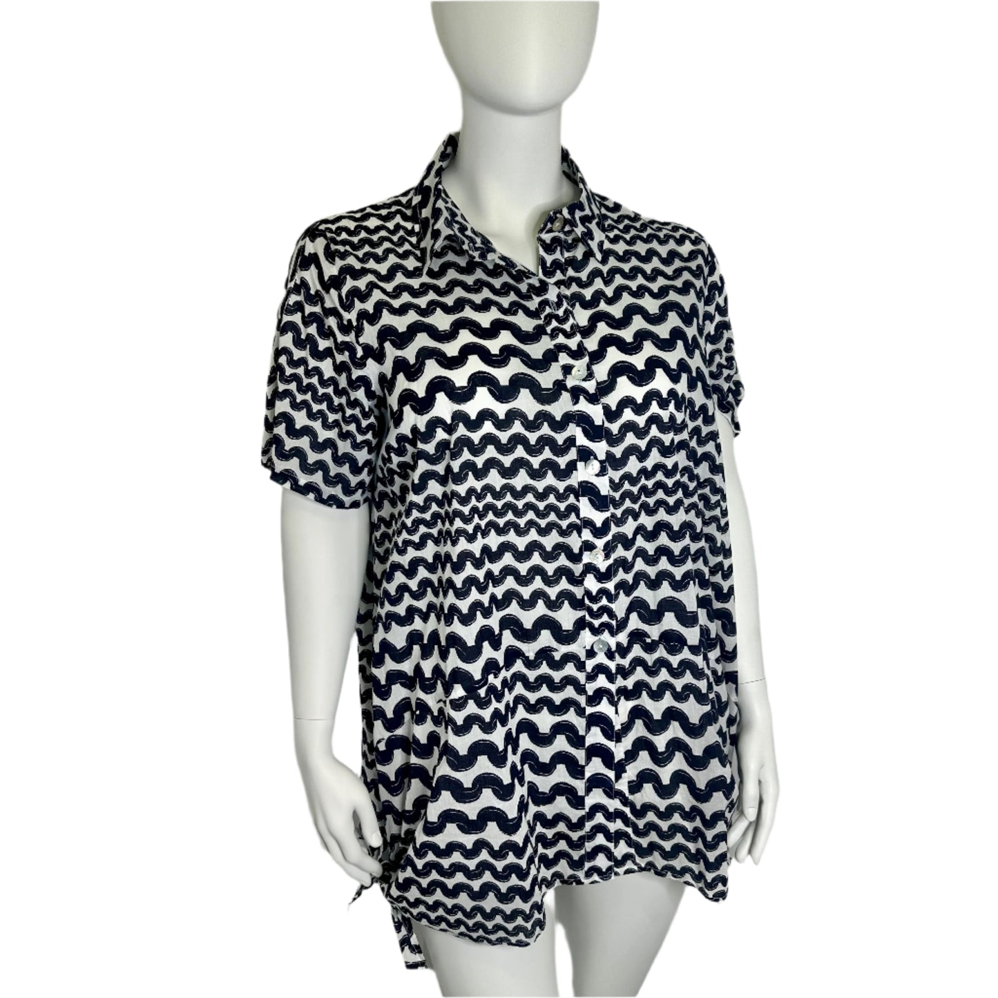 Virtuelle Pre-Loved Black & White Cotton Blouse - Size 16
