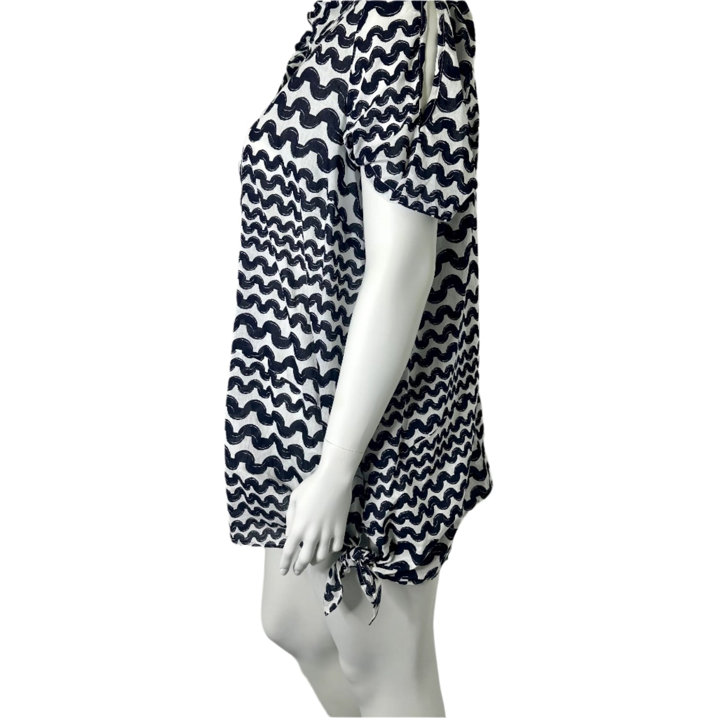 Virtuelle Pre-Loved Black & White Cotton Blouse - Size 16