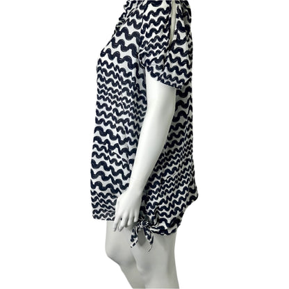 Virtuelle Pre-Loved Black & White Cotton Blouse - Size 16