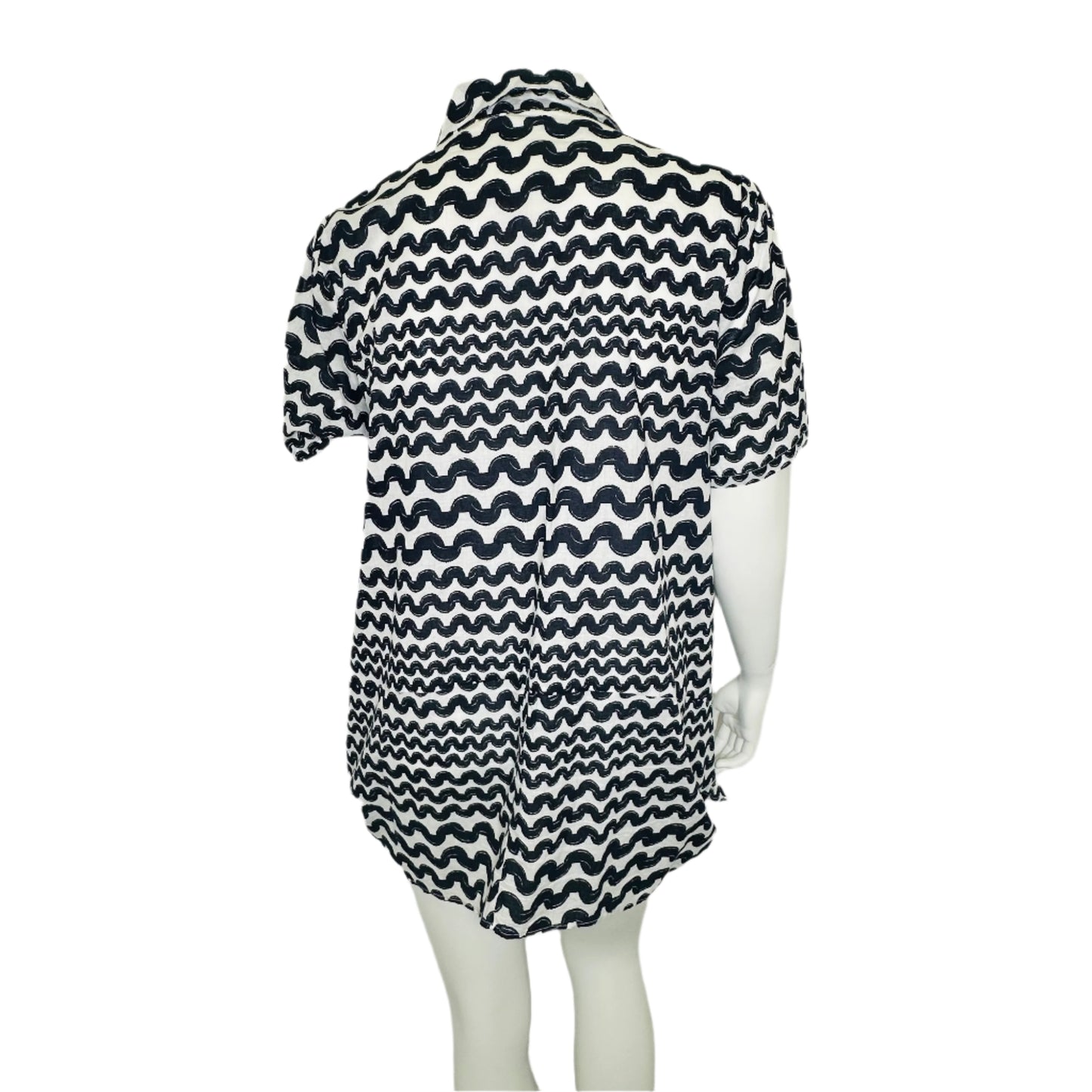 Virtuelle Pre-Loved Black & White Cotton Blouse - Size 16