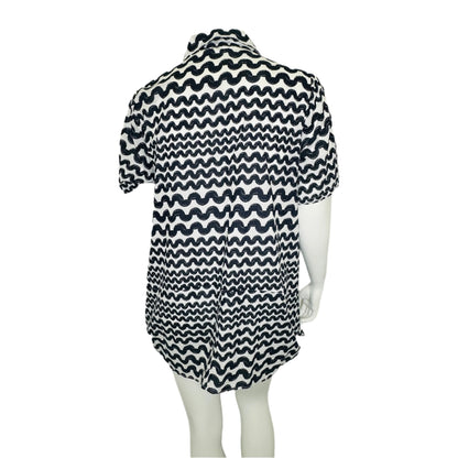 Virtuelle Pre-Loved Black & White Cotton Blouse - Size 16