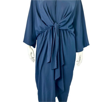 Chasing Kate Navy Draped Midi Dress - Size 20, Brand New
