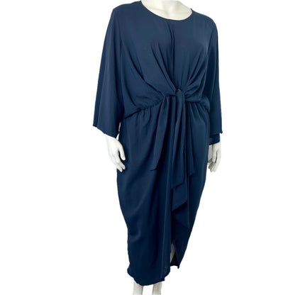 Chasing Kate Navy Draped Midi Dress - Size 20, Brand New