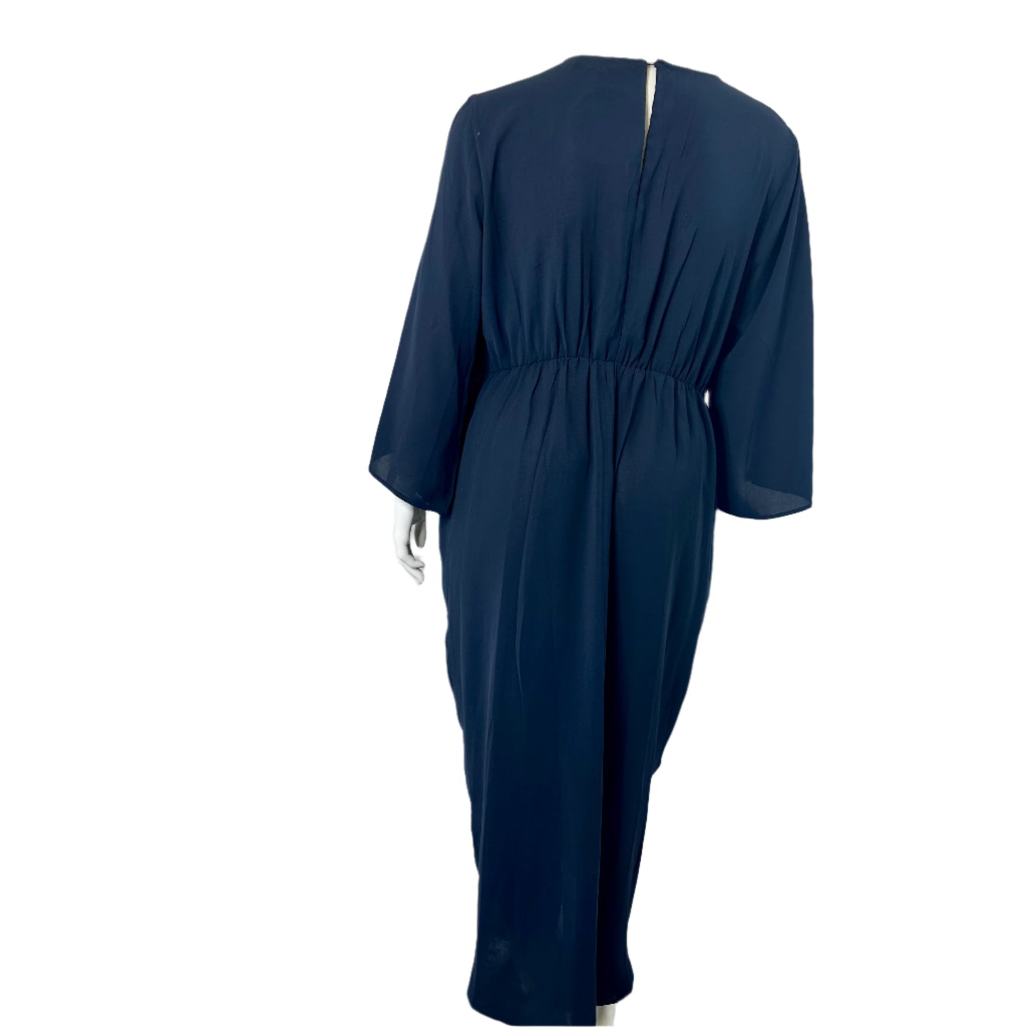 Chasing Kate Navy Draped Midi Dress - Size 20, Brand New