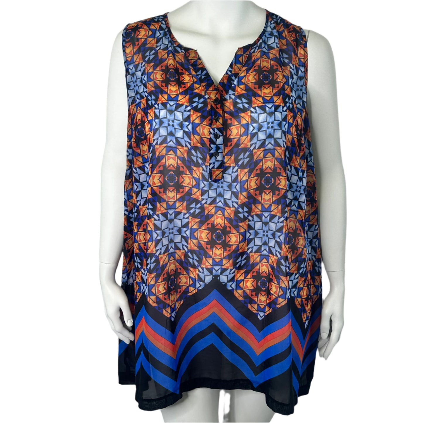 Moda Sheer Polyester Sleeveless Button-Through Top - Size 24