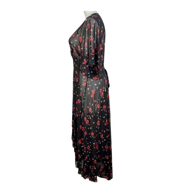 City Chic Floral Sheer Wrap Maxi Dress Size 22