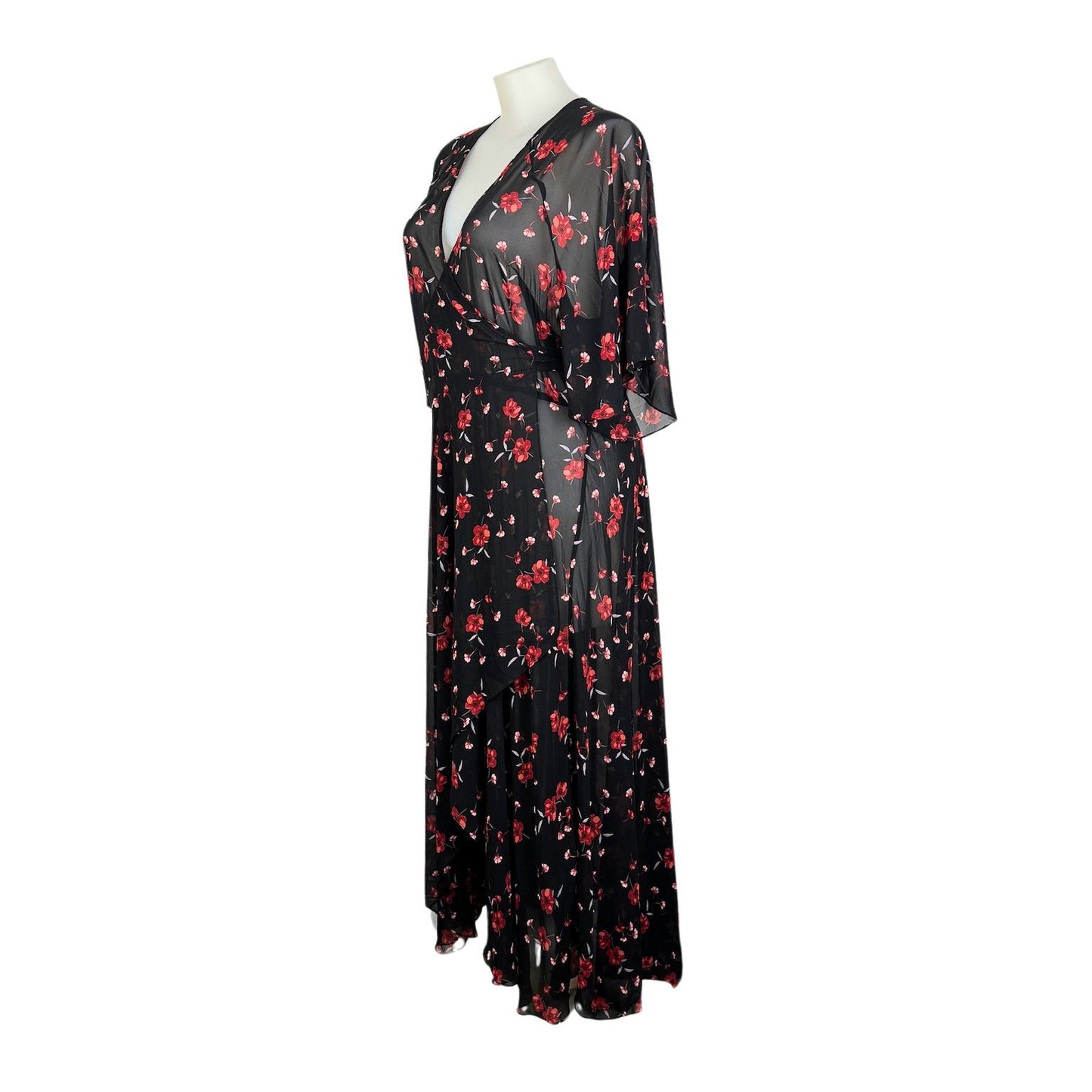 City Chic Floral Sheer Wrap Maxi Dress Size 22