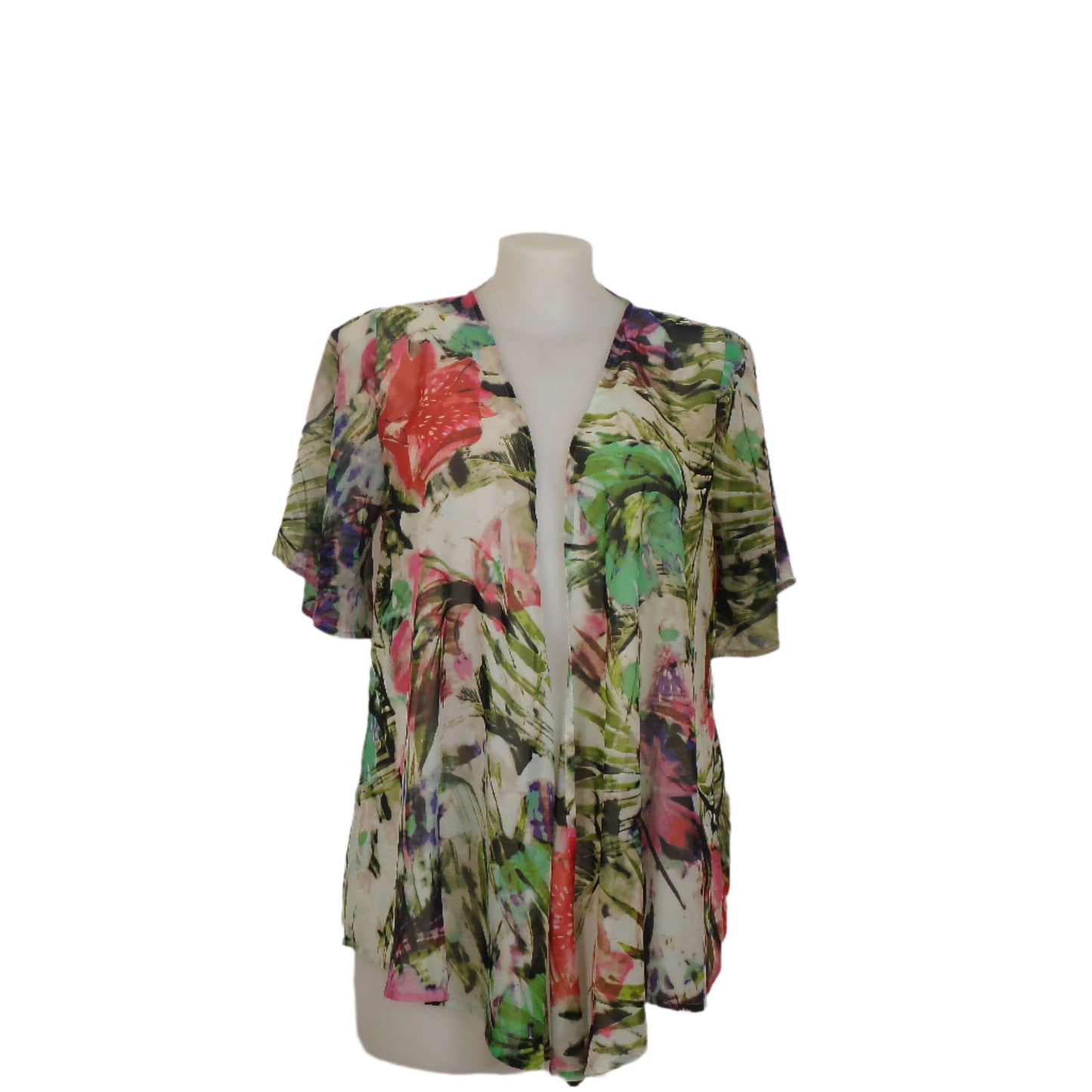 Taking Shape Short Sleeve Floral Print Cardigan/Cape Size 14