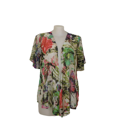 Taking Shape Short Sleeve Floral Print Cardigan/Cape Size 14